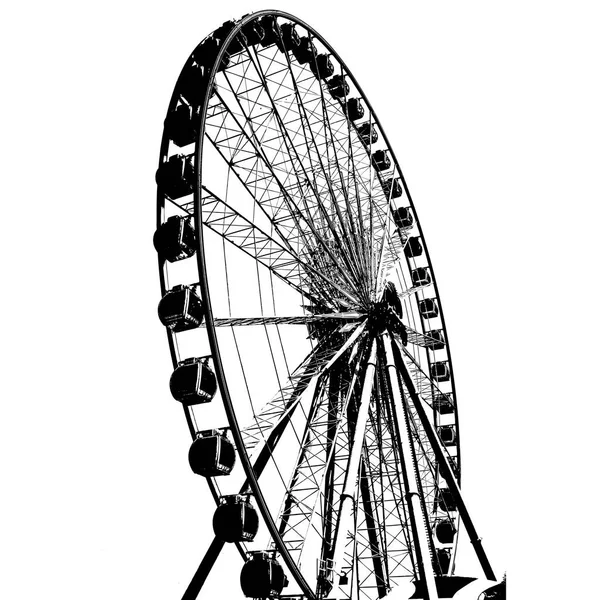 Ferris Wheel Silhouette White Background Vector Illustration — Stockvector