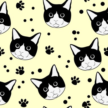 kedisiz desenli kedi yavrusu ayak izi vektör ayak izi hayvan başlı hayvan cinsi cadılar bayramı eşarbı izole arka plan karikatür karikatür duvar kağıdı çizim tasarımı