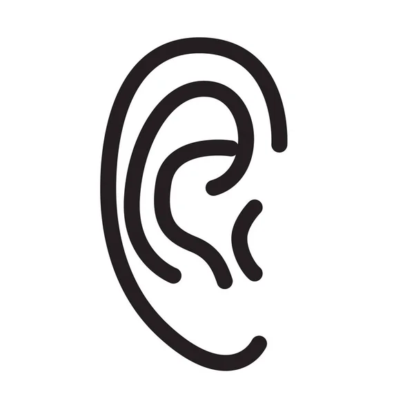 耳線アイコン アウトライン ベクトル 線形のピクトグラムを白で隔離に署名します 公聴会のシンボル ロゴの図 — ストックベクタ