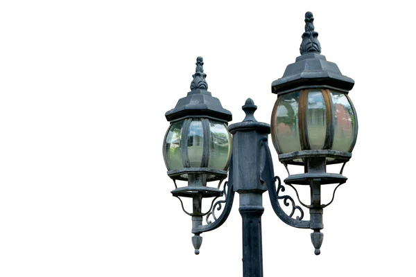 Black Street Lamp Close Isolated White Background — Stock Photo, Image