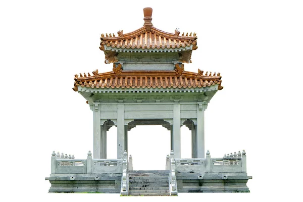 Chinese Pavilion Glazed Roof Isolated White Background Clipping Path — Stock Photo, Image