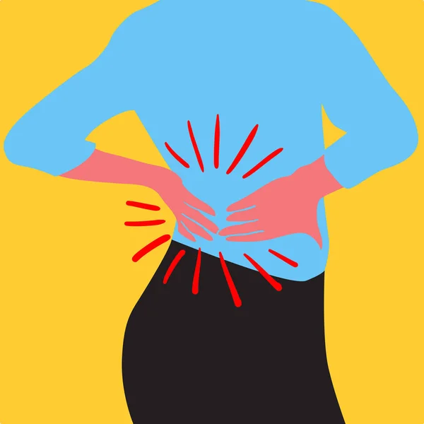 腰痛のある女性のベクトル 腰痛のコンセプトベクトルイラスト 筋肉や骨の問題 — ストックベクタ