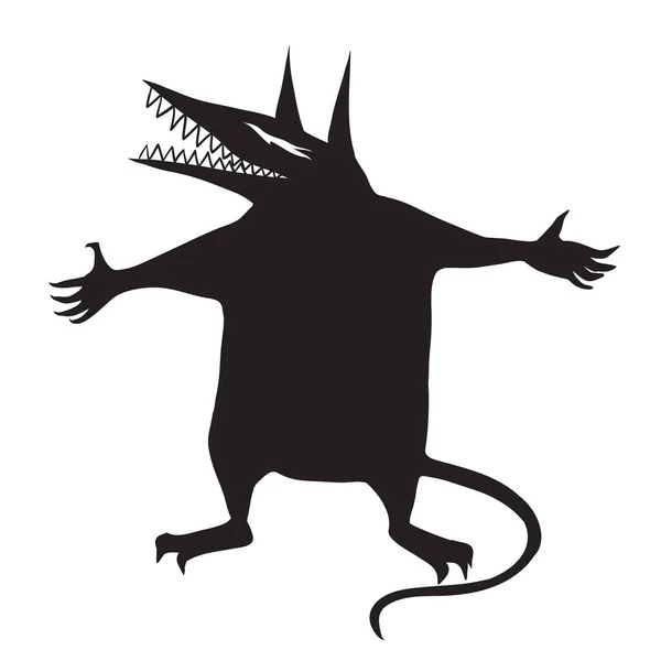 Zwarte Duivel Rat Witte Achtergrond Vector Illustratie — Stockvector