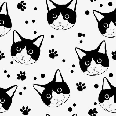 kedisiz desenli kedi yavrusu ayak izi vektör ayak izi hayvan başlı hayvan cinsi cadılar bayramı eşarbı izole arka plan karikatür karikatür duvar kağıdı çizim tasarımı