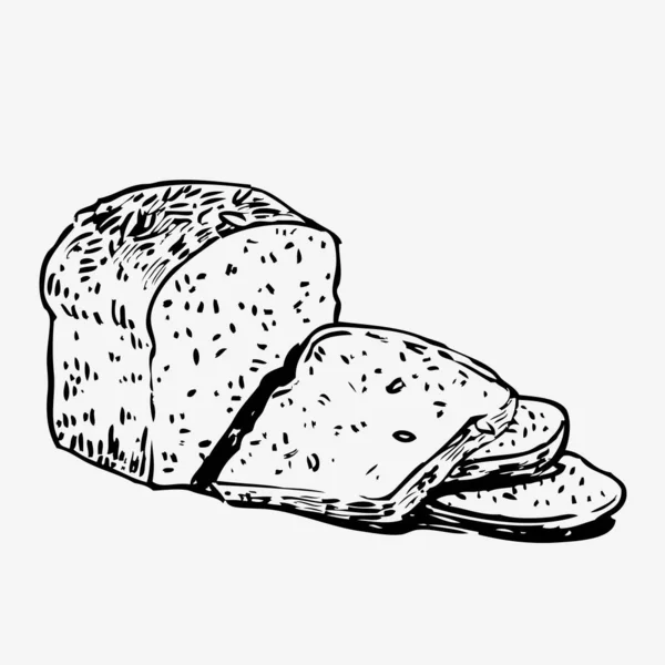 Ekmek Vektörü Çizimi Grafiksel Tarzda Beyaz Arkaplanda Izole Edilmiş — Stok Vektör