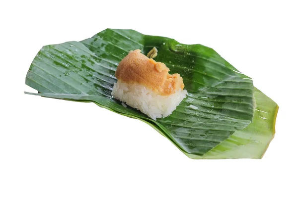 Κρέμα Sticky Rice Thai Επιδόρπια Απομονώνονται Λευκό Φόντο Ψαλίδισμα Διαδρομή — Φωτογραφία Αρχείου