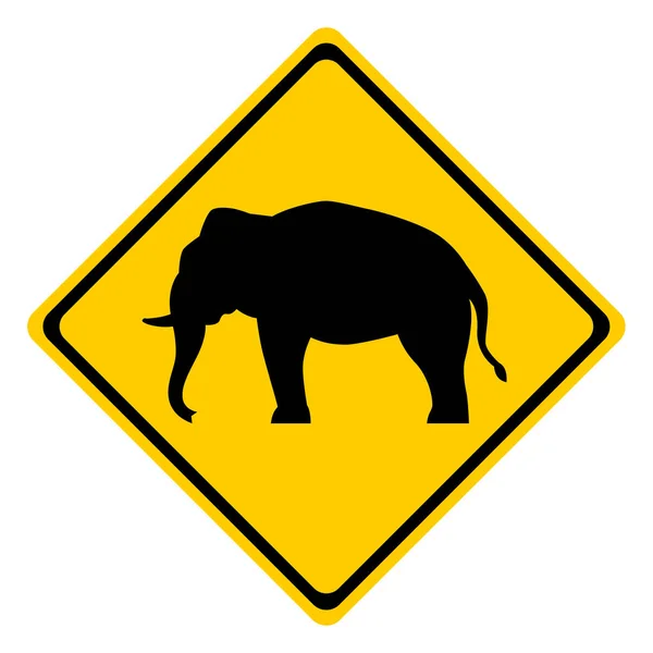 Elephants Silhouette Warning Sign Isolated White Background Vector Illustration Warning — Stock Vector