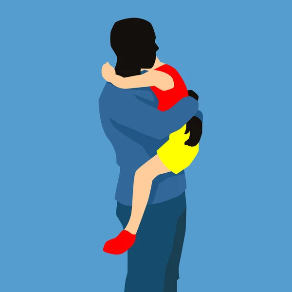 Illustration Vectorielle Père Tenant Bébé Fils Dans Les Bras — Image vectorielle
