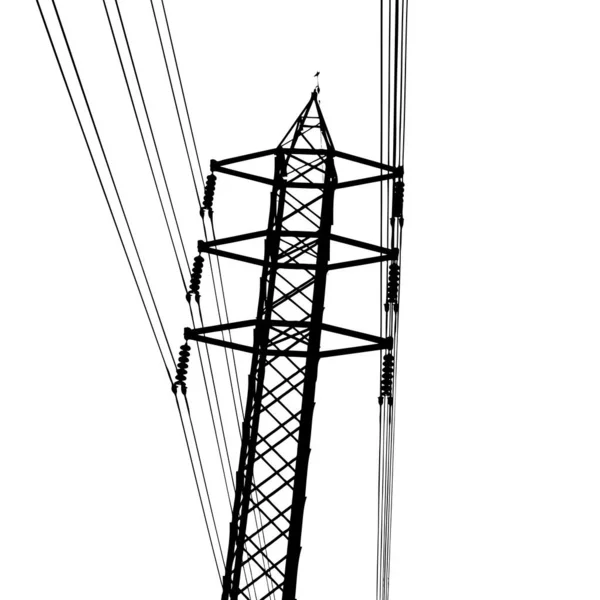 高压电力线矢量的轮廓 电力消费 生产和分配 — 图库矢量图片