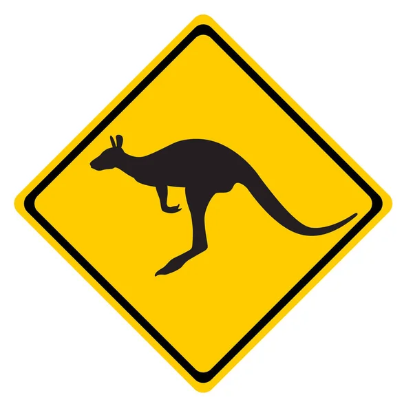 Kanguru Uyarısı Beyaz Arkaplanda Izole Edildi Bir Uyarı Şaretinin Vektör — Stok Vektör