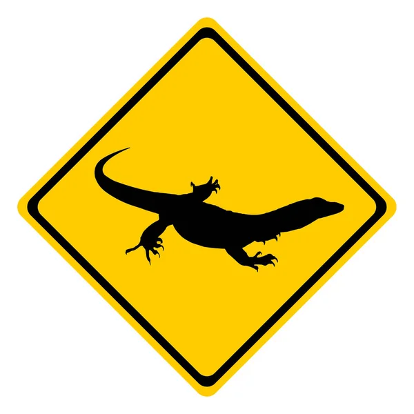 监控器蜥蜴轮廓警告标志在白色背景上隔离 警告标志的矢量说明 — 图库矢量图片
