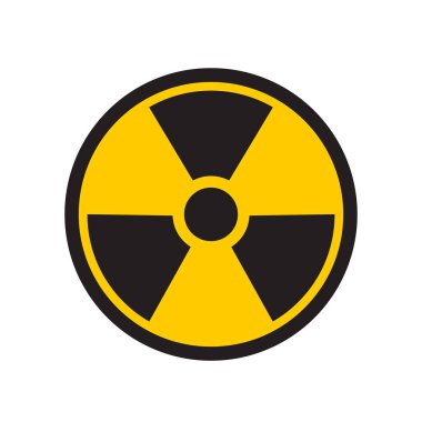 Radyoaktif uyarı sarı daire işareti. Radyoaktivite uyarı vektörü sembolü.