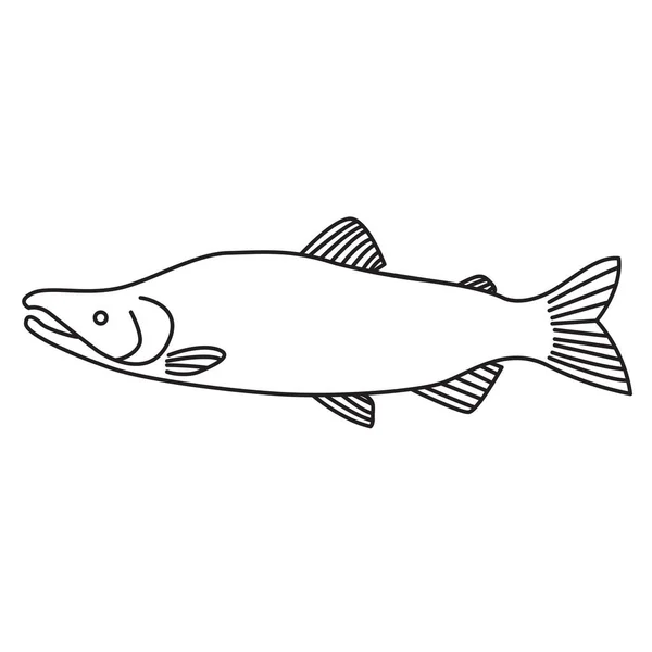 魚サーモンベクトルアイコンをシンプルなアウトラインスタイルで このアイコンはウェブサイトやアプリケーションに最適です — ストックベクタ