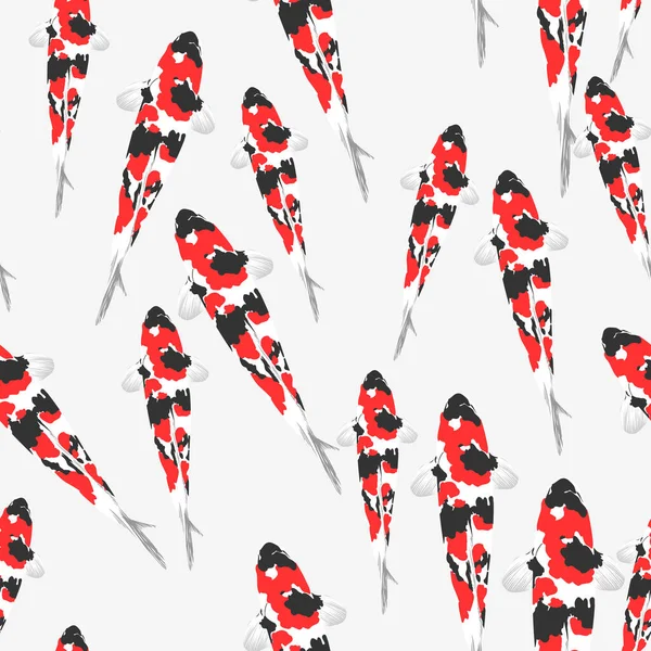 Nahtloses Muster Japanische Fischkoi Karpfen Schwimmen Verschiedene Richtungen Isoliert Auf — Stockvektor