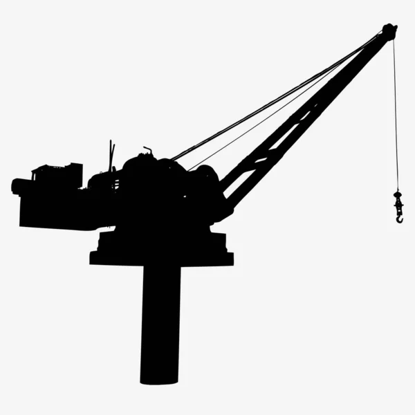 Vector Silhouette Port Cranes Isolated White Background — Stock Vector