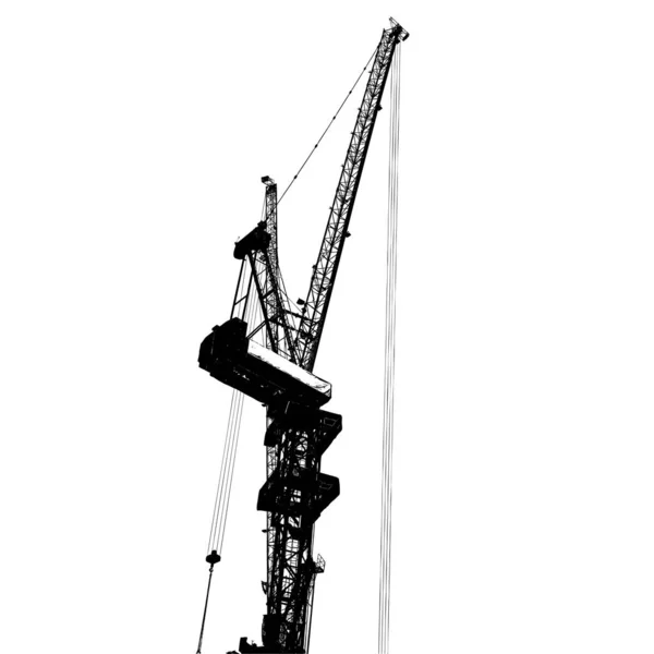 Silhouettes Tower Crane Building — Stock Vector