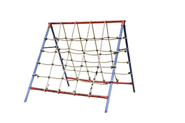 Outdoor Kids Rope Climbing Net Playground Isolato Sfondo Bianco Con — Foto Stock