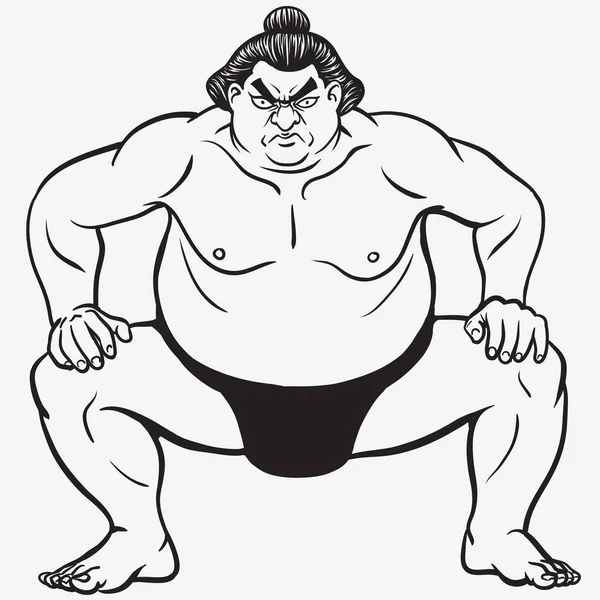 stock vector very fat vector sumo wrestler who looks evil, isolated on white background