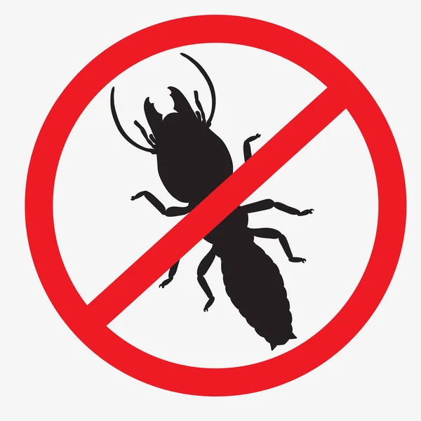 Illustration Extermination Des Termites Marque Interdiction Silhouette Termite Vecteur — Image vectorielle