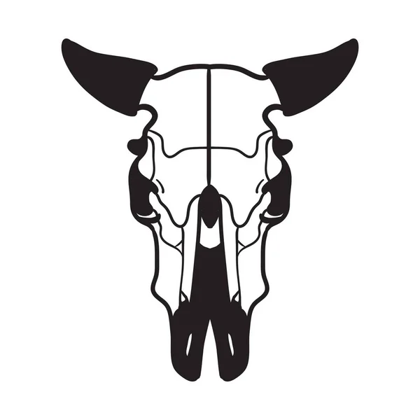 Bison Schedel Buffalo Cranium Vector Illustratie Zwart Geïsoleerd Witte Achtergrond — Stockvector