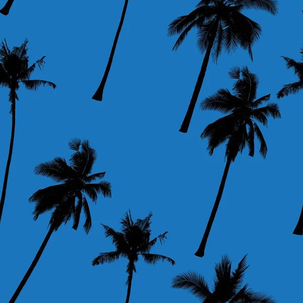 Силуэт Кокосовых Пальм Абстрактный Пастельно Синий Фон Гавайская Текстура Пляжных — стоковый вектор