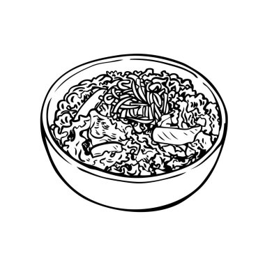 El çizimi Japon sığır eti kasesi. Bu bir vektör çizimi..