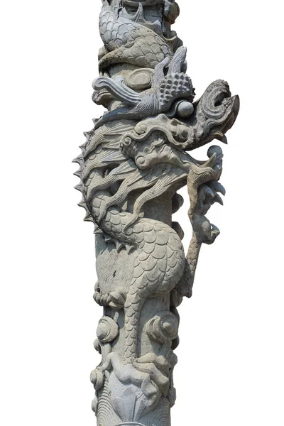 Dragon Stone Pole Chinese Architecture Built Temples Thailand — стоковое фото