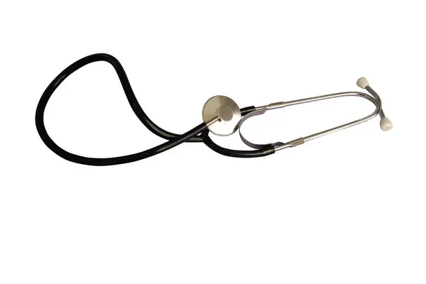 Stetoskop Vit Bakgrund Ovanifrån Medicinsk Avvikelse — Stockfoto