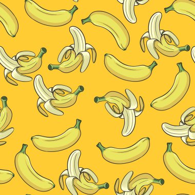 Olgun muzlar, kusursuz desenler. Vektör.