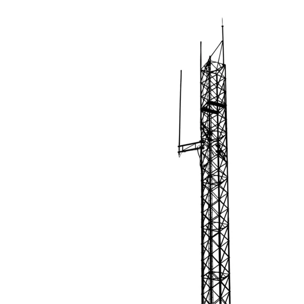 Silhouette Ενός Πύργου Συνδέσμων Υψηλού Σήματος Διάστημα Αντιγράφων Απομονώνει Άσπρο — Διανυσματικό Αρχείο