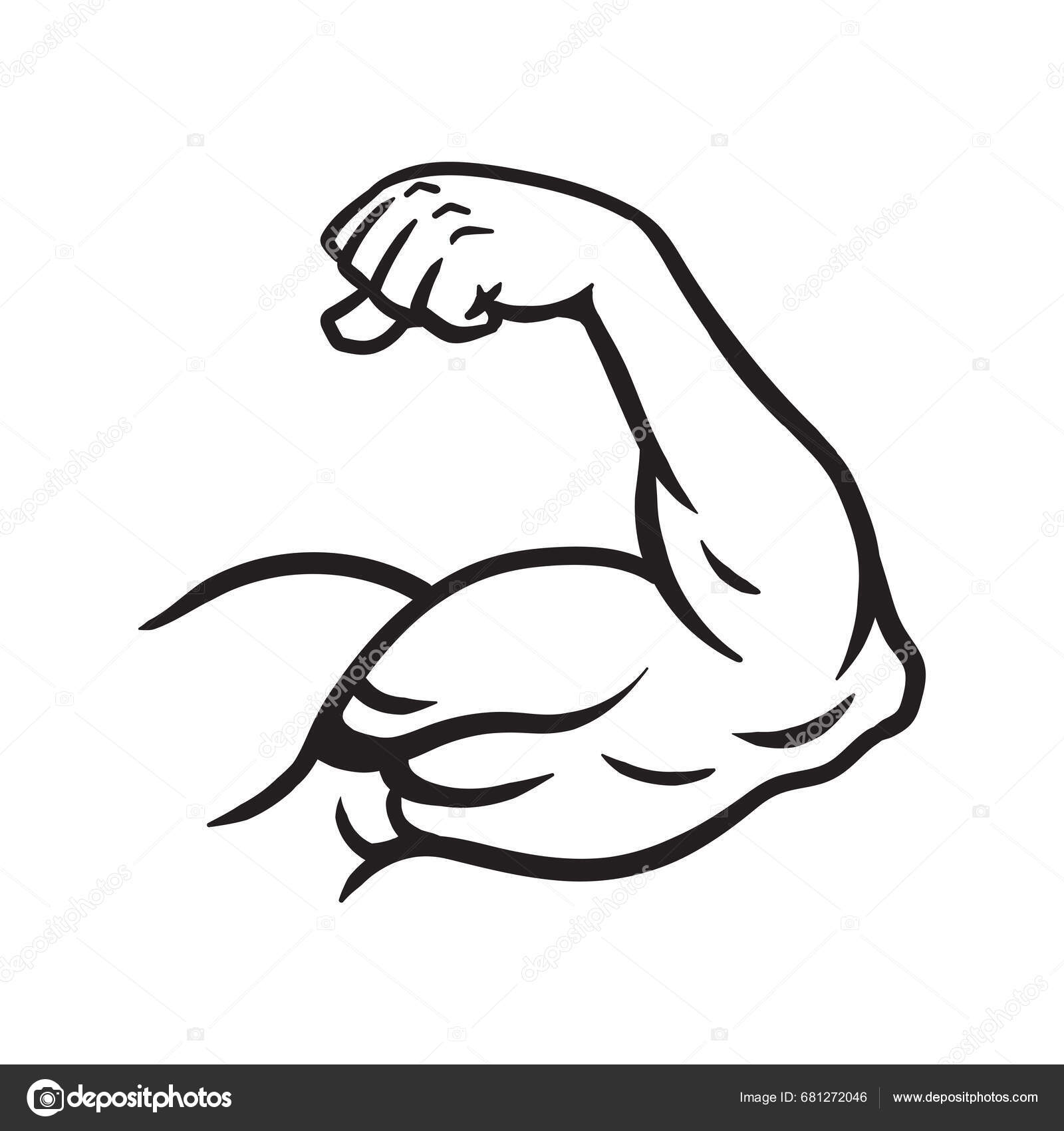 Bodybuilder Muscle Flex Arm Vector Illustration Strong Macho Biceps Gym