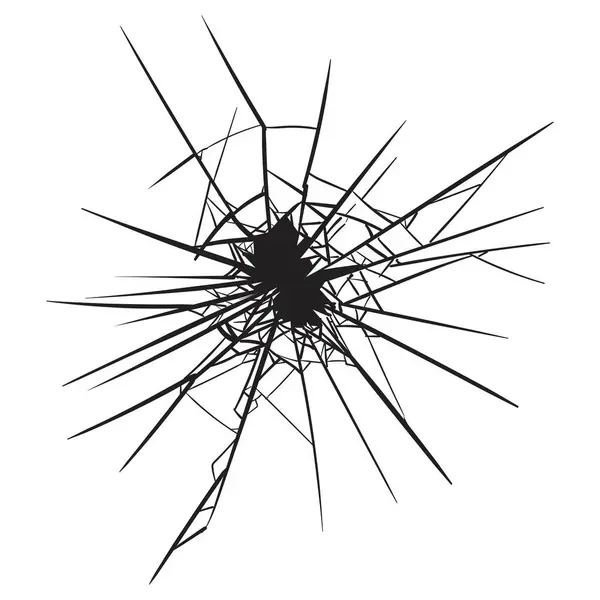 Verre Cassé Avec Fissures Noires Isolées Sur Fond Blanc Illustration — Image vectorielle