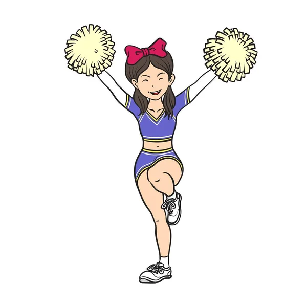 Cartoon Cheerleader High School Cheerleading Costume Energy Dance Fan Pop — Stock Vector