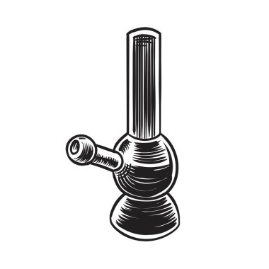 Marihuana içmek için el çizimi cam nargilesi..