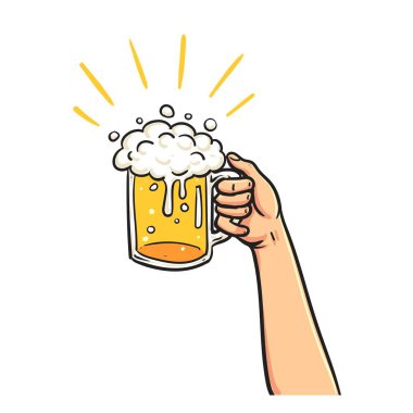 El ele tutuşan bira bardağı, vektör illüstrasyonu