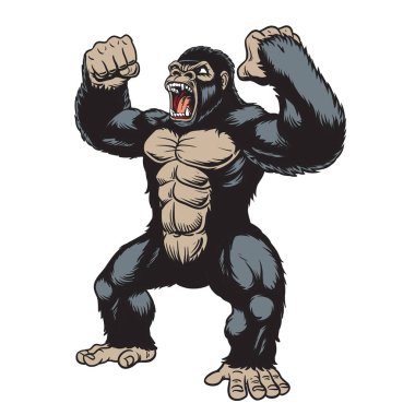 Kingkong gorili kızgın çizgi film, vektör çizimi