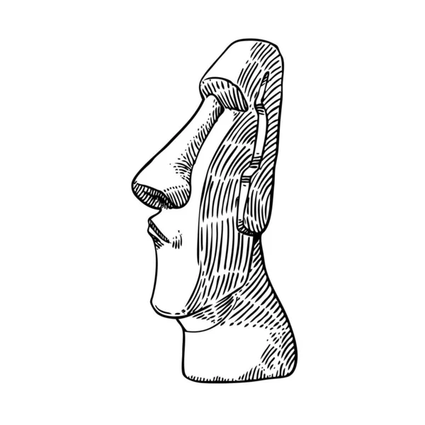 Statue Pierre Moai Esquisse Raster Illustration Illustration Vectorielle — Image vectorielle