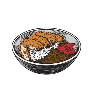 Pork Katsu Körili Pirinç Paketi, resimli yemek.