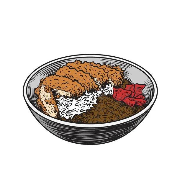 Pork Katsu Körili Pirinç Paketi, resimli yemek.