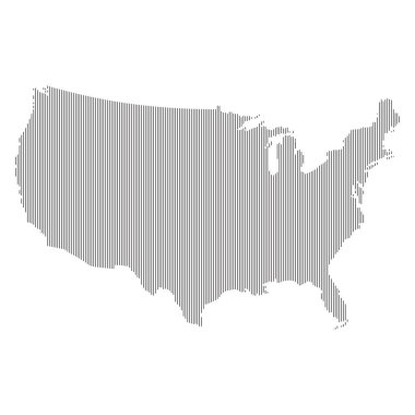 United States of America map vertical line isolated on a white background,vector illustration. clipart