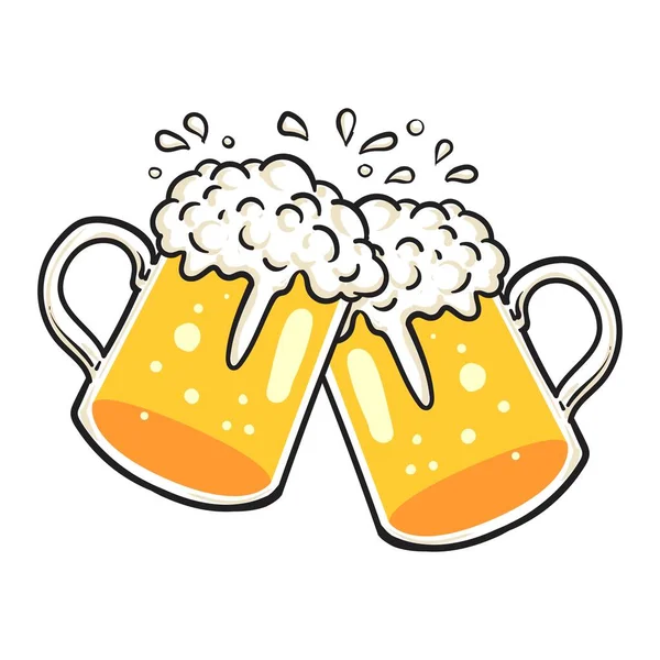 Bira kadehinde iki tam bira bardağı konsept vektör illüstrasyonu, Bira Tost Bira Festivali .