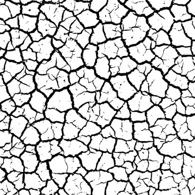Çatlak dokusu beyaz ve siyah. Vektör arkaplanı. Çatlamış toprak.