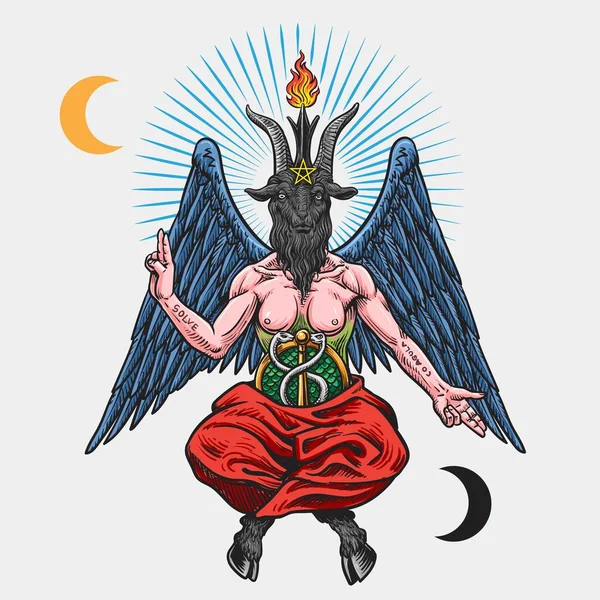 Demon Baphomet Satanic Symbol Vector Illustrationl Isolated White Background — Stock Vector