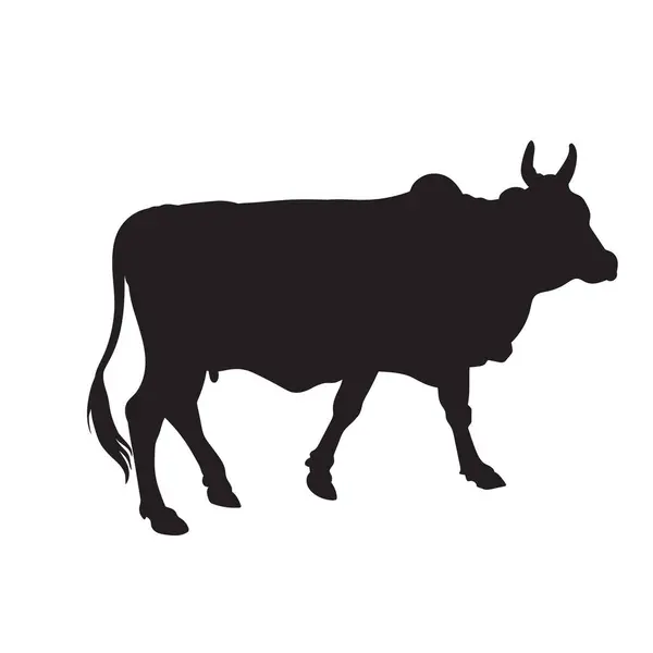 Ilustracja Sylwetki Krowy Wektor Białe Tło — Wektor stockowy