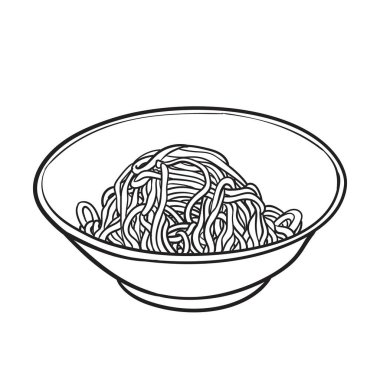 noodles line vector illustration isolated on white background