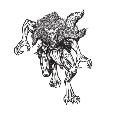 gizemli canavar deri yüzücü figürü çizimler, vektör çizimleri.