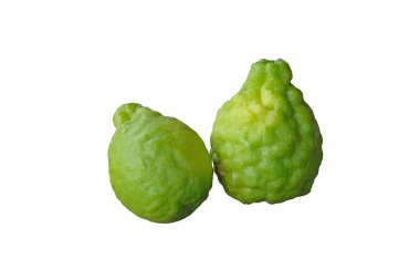 Bergamot meyvesi, turunçgiller, kesme yolu olan beyaz arka planda izole edilmiş..