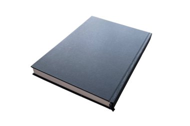Siyah defter kağıdı kapalı bir durumda. İzole edilmiş beyaz arkaplanı kırpma yolu ile kapatın