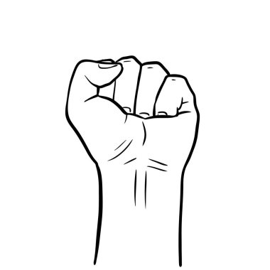 Devamlı çizilen yumruk, vektör illüstrasyonu. Protesto, devrim, özgürlük, eşitlik kavramı, insan hakları için mücadele.