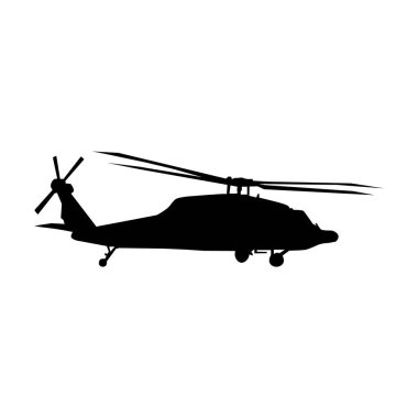 Helikopter silueti. Yüksek kalite vektör. Askeri helikopter pervanesi.